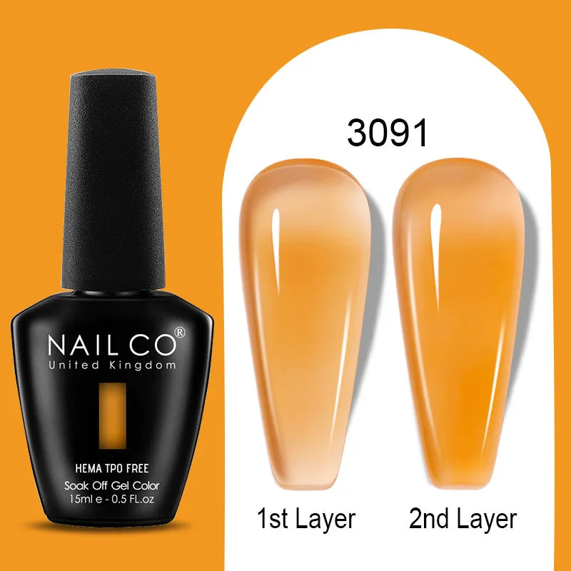 NAILCO Jelly Gel Nail Polish | HEMA-Free Soak Off UV LED Semi-Permanent Gel Varnish — 70 Colors