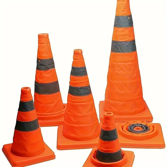 Collapsible Telescopic Reflective Traffic Cone – Portable Emergency Safety Barrier | 30cm, 45cm & 70cm