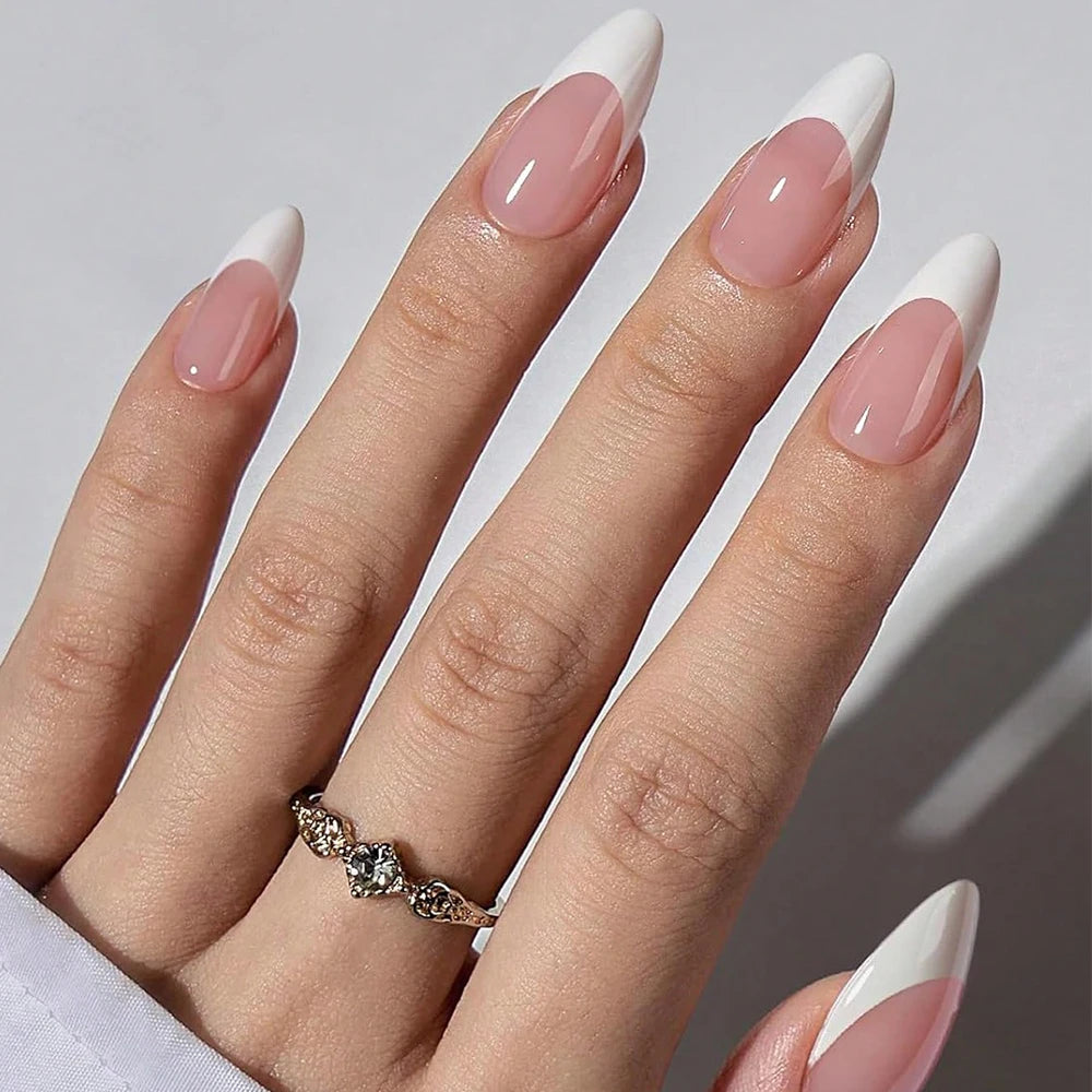 Nude Pink Almond French Press On Nails — 150/360pcs