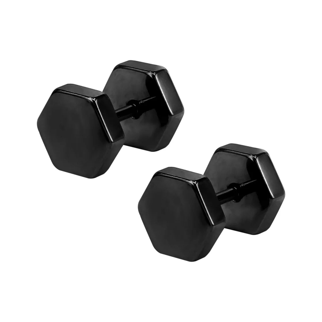 1 Pair Black Stainless Steel Round/Triangle/Square Stud Earrings For Women Dumbbell Pierceing Earrings Men Punk Fashion Jewelry