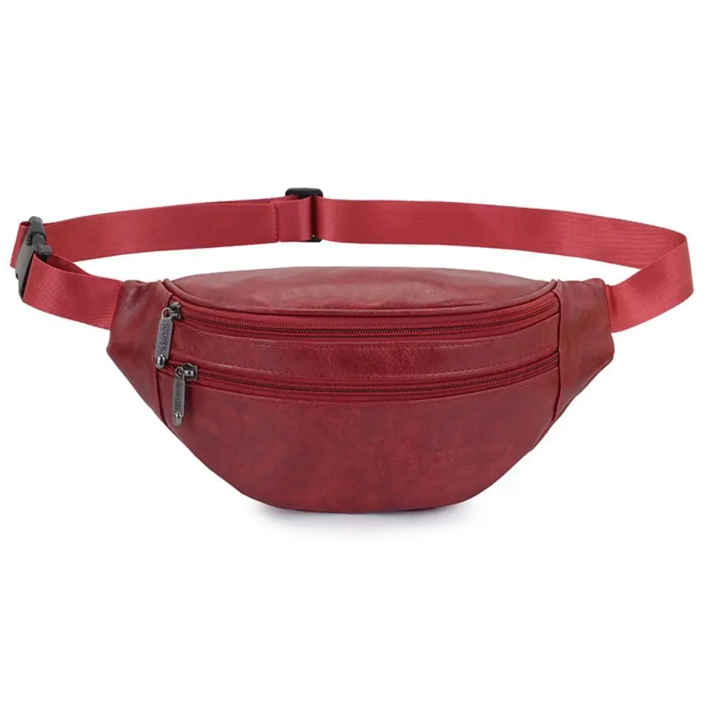Retro Vintage Men's PU Leather Waist Bag — Multi-Pocket Fanny Pack & Crossbody Chest Bag