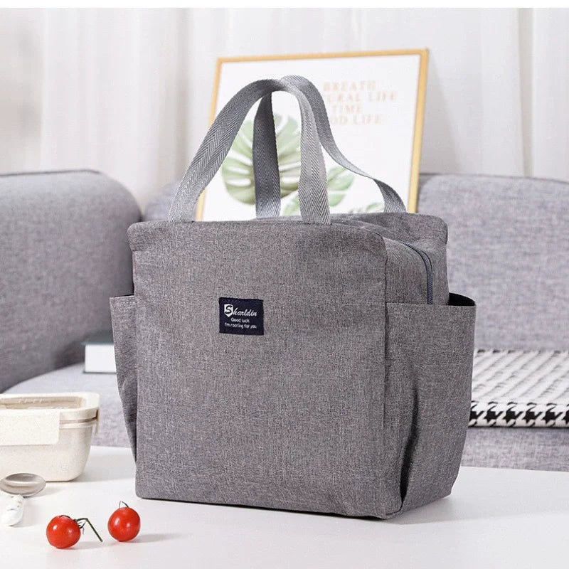 Portable Double Pocket Insulated Bento Bag — Aluminum Foil Lunch Bag for Work & School