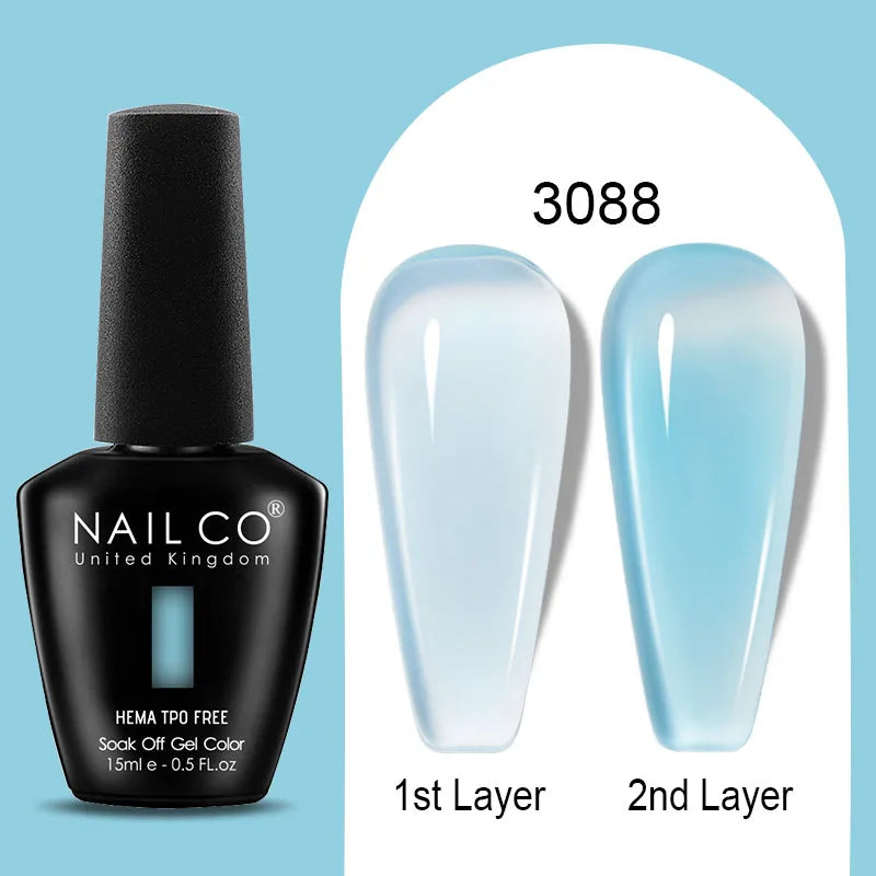 NAILCO Jelly Gel Nail Polish | HEMA-Free Soak Off UV LED Semi-Permanent Gel Varnish — 70 Colors
