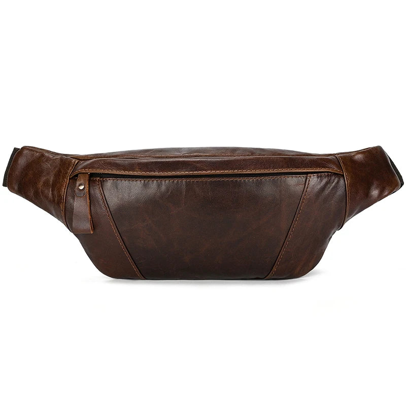 Luufan Crazy Horse Cowhide Leather Waist Bag — Men's Mini Travel Fanny Pack & Phone Pouch
