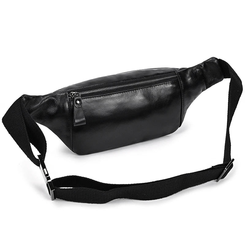 Luufan Crazy Horse Cowhide Leather Waist Bag — Men's Mini Travel Fanny Pack & Phone Pouch