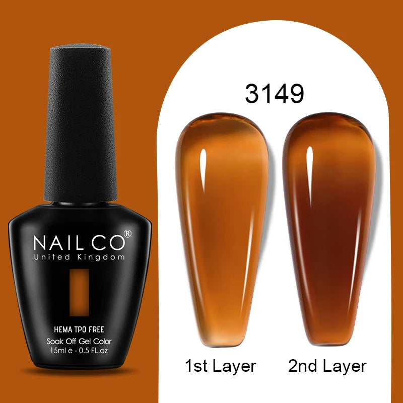 NAILCO Jelly Gel Nail Polish | HEMA-Free Soak Off UV LED Semi-Permanent Gel Varnish — 70 Colors