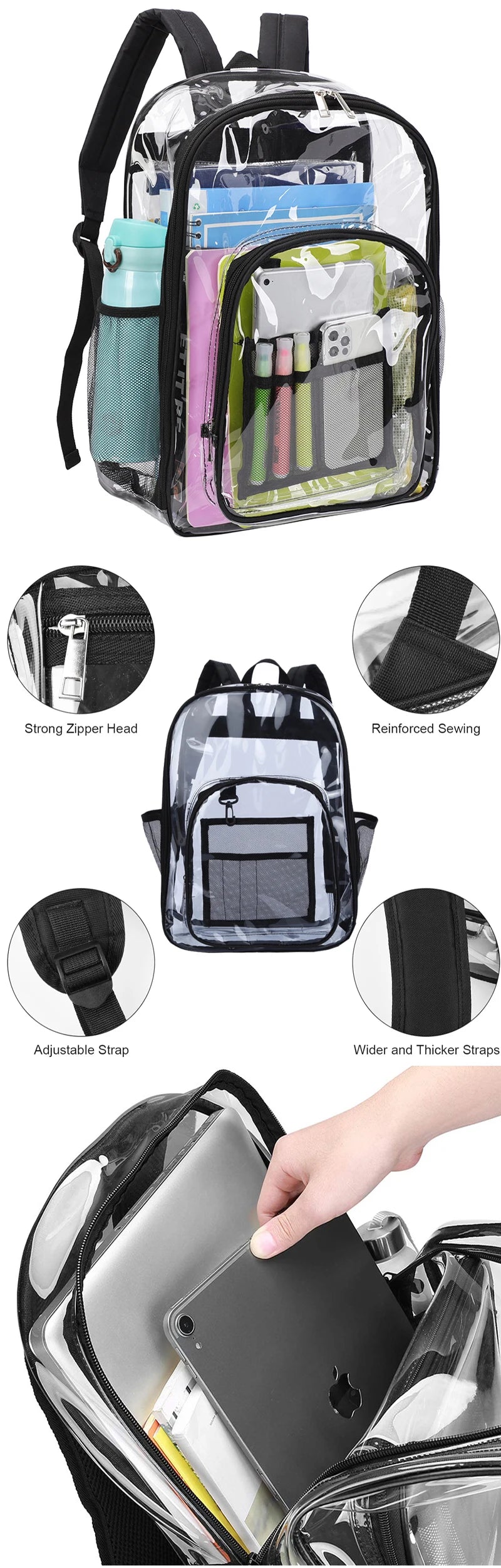 Clear PVC Transparent Backpack – Unisex Large Capacity Waterproof Shoulder Bag