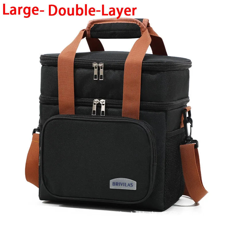 Insulated Lunch Box for Men & Women Collapsible Leakproof Double Cooler Bag Large Capacity Travel Camping Lunch Bags for Work