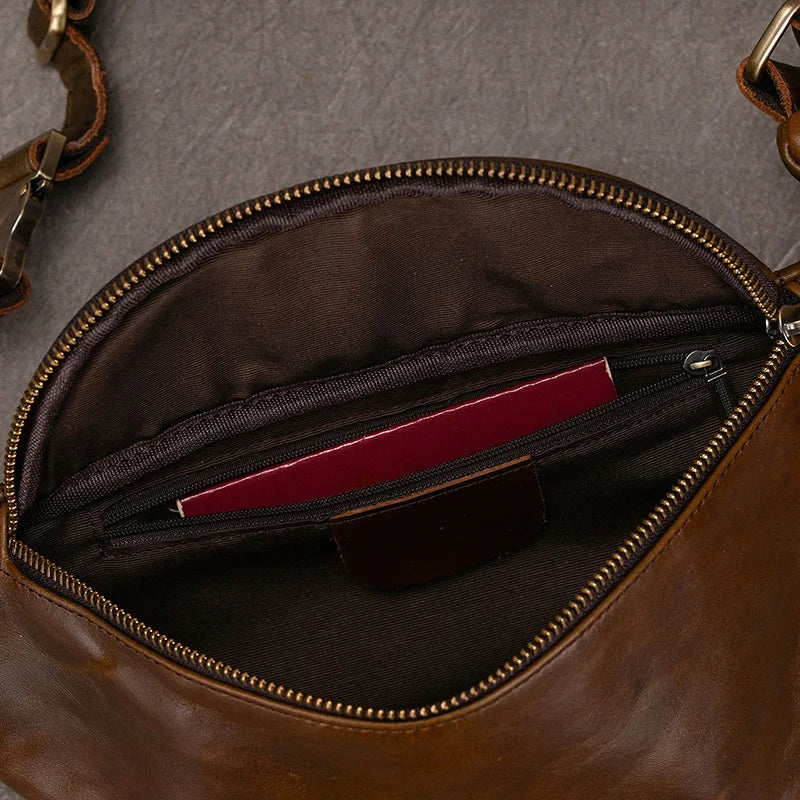 Luufan Crazy Horse Cowhide Leather Waist Bag — Men's Mini Travel Fanny Pack & Phone Pouch