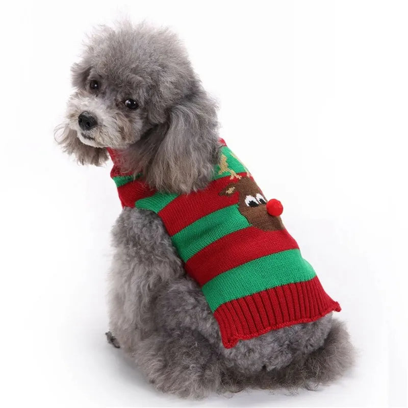 Christmas Dog Sweater Cute Cartoon Reindeer Xmas Pet Costume Puppy Cat Warm Clothes For Small Dogs Chihuahua Pug Winter Clothing