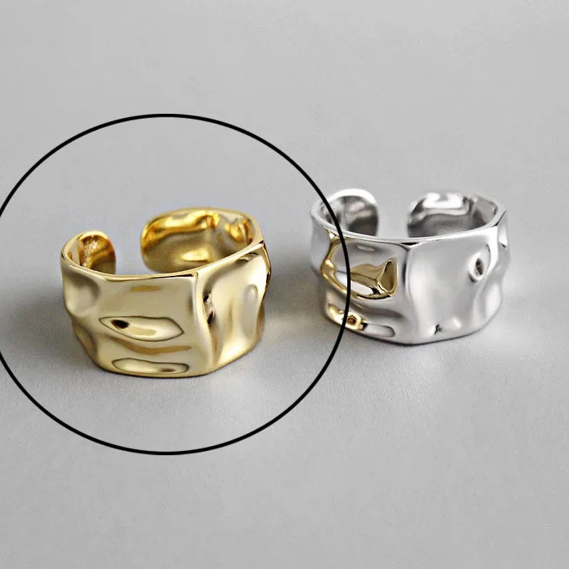 925 Sterling Silver Hollow Out Ring – Resizable Opening Band for Women