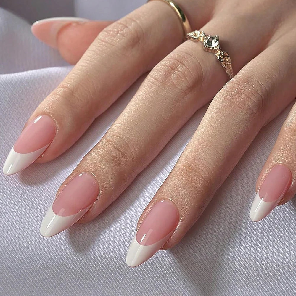 Nude Pink Almond French Press On Nails — 150/360pcs