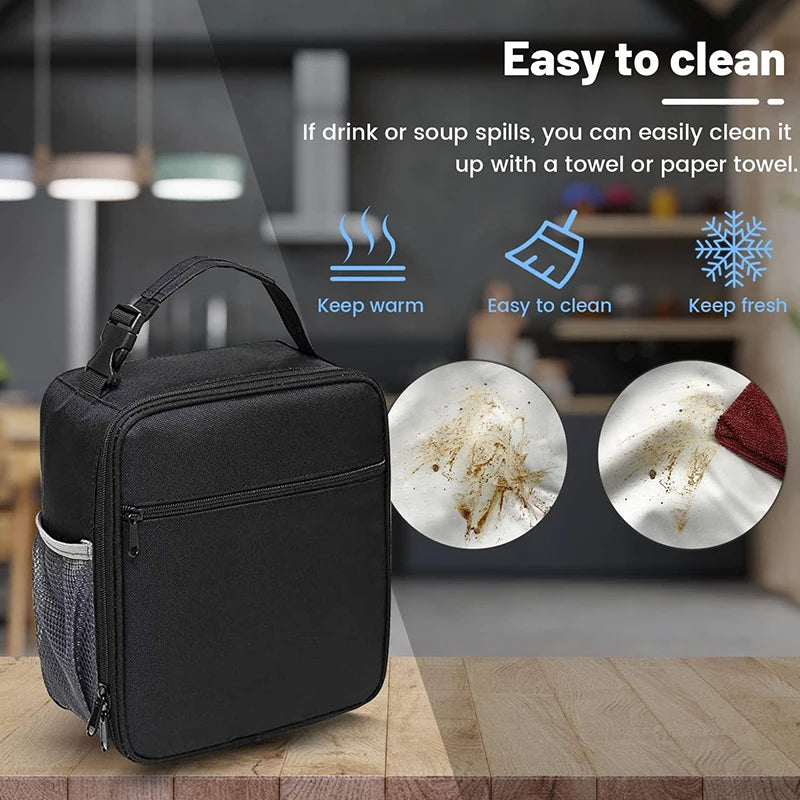 Insulated Lunch Bag with Side Mesh Pocket 6.3L Portable Lunch Box Waterresistant Leakproof Cool Bag for Outdoor Beach Bento Pack