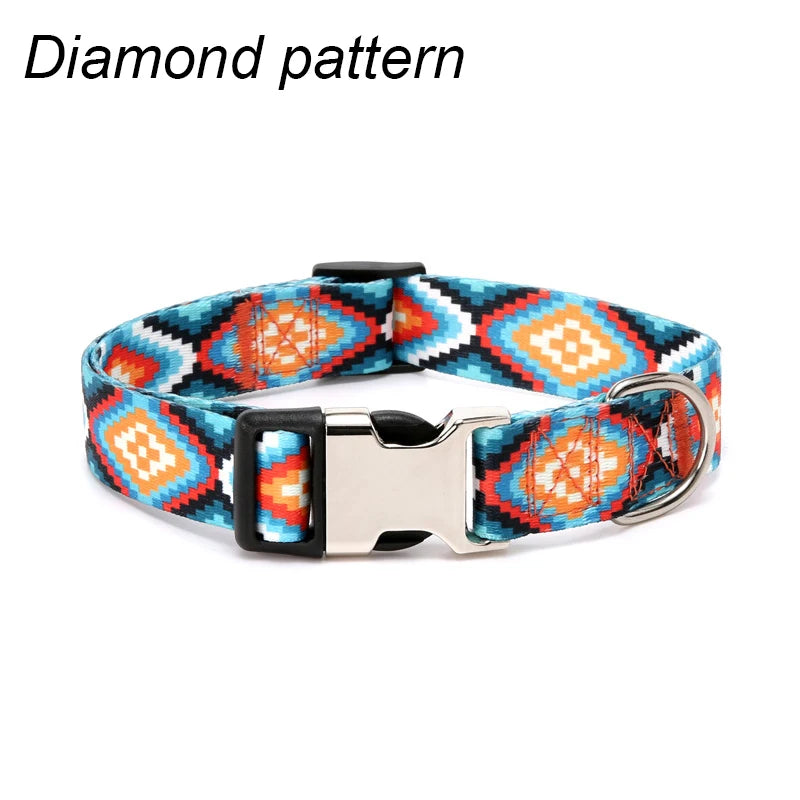 Forest Pattern Collar Pet Accessories Pet Stripes Polyester National Wind Dog Rope Adjustable Nylon Dog Collar Personalized