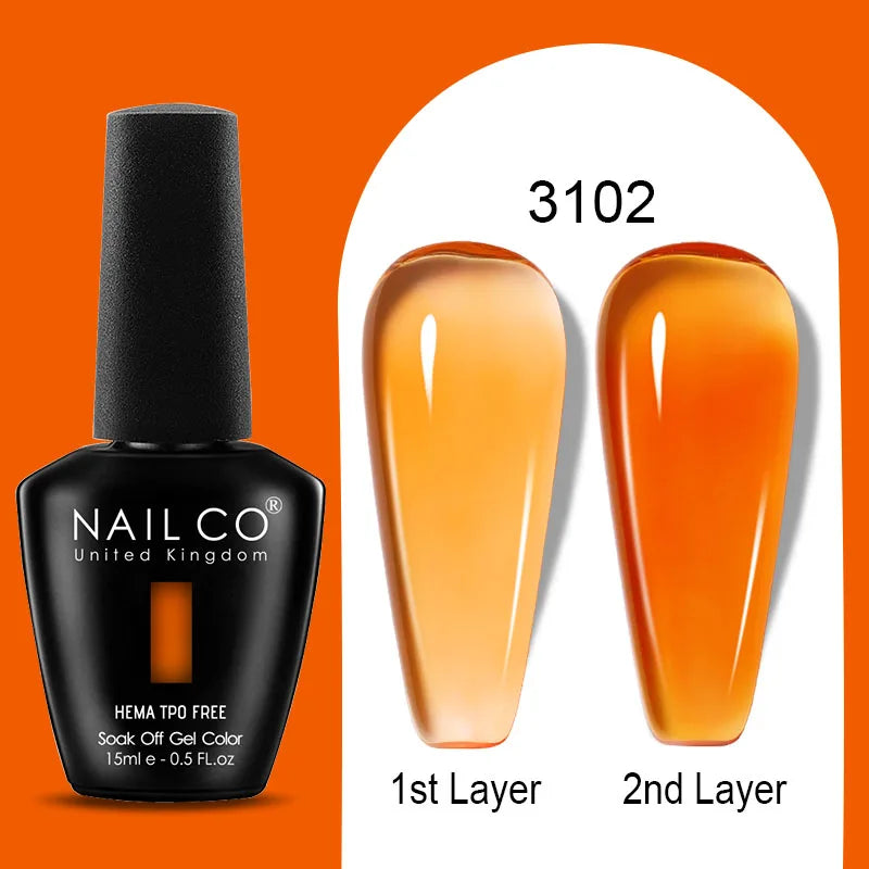 NAILCO Jelly Gel Nail Polish | HEMA-Free Soak Off UV LED Semi-Permanent Gel Varnish — 70 Colors