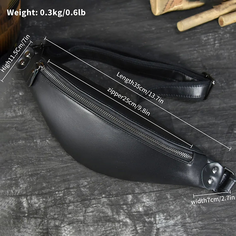 Newsbirds Men's Genuine Leather Chest Bag — Vintage Crossbody Sling & Outdoor Belt Pouch