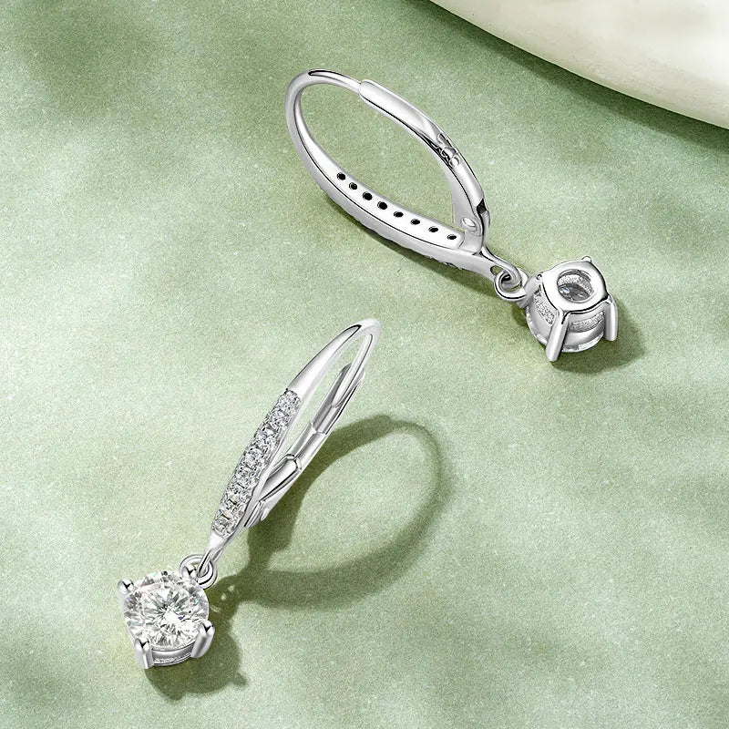 OXTAO Elegant Moissanite Drop Earrings D VVS1 Women's S925 Sterling Silver Dangle Earrings Bride Engagement Wedding Jewelry