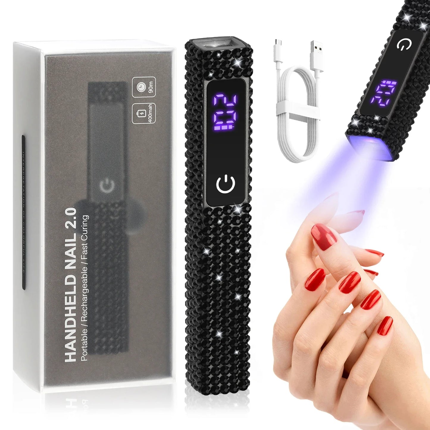 UV LED Nail Lamp Dryer Machine Portable USB Rechargeable Nail Dryer With Diamond Quick Drying Handheld Manicure Lamp For Gel