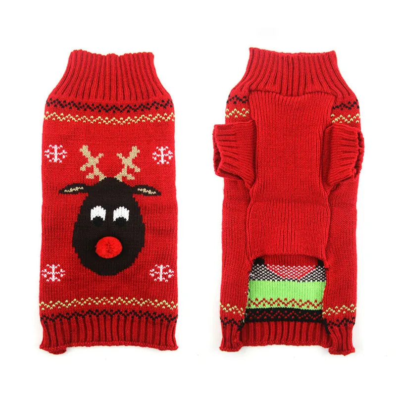 Christmas Dog Sweater Cute Cartoon Reindeer Xmas Pet Costume Puppy Cat Warm Clothes For Small Dogs Chihuahua Pug Winter Clothing