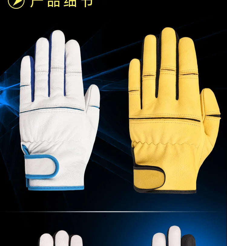 Labor Protection Gloves Leather Wear-resistant Sheepskin Hunting Protection Machine Repair Motorcycle Driver Safety Protection