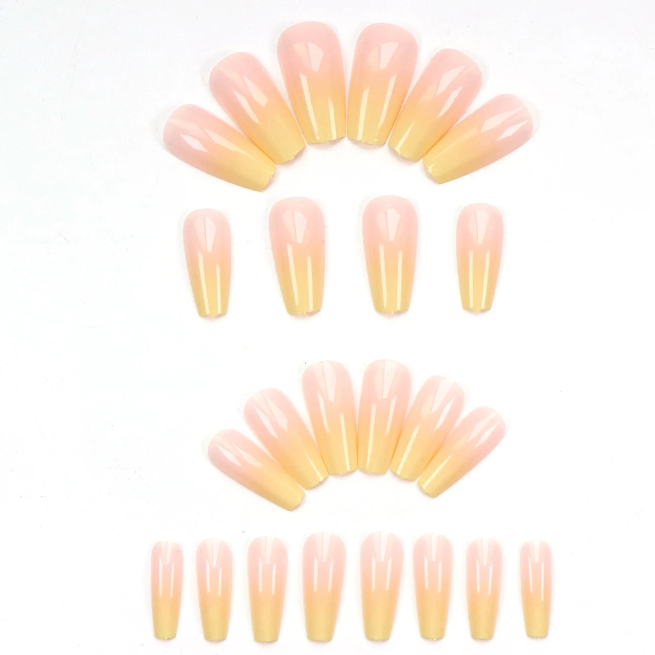 24-Piece Short Square Press-On Nails – Pinkish-White Gradient with Nail Glue & File Kit