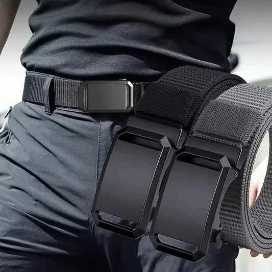 Automatic Buckle Belt Canvas Tactical Workwear Casual Outdoor Military Training Pants Belt Men Fashionable Multifunctional Belt