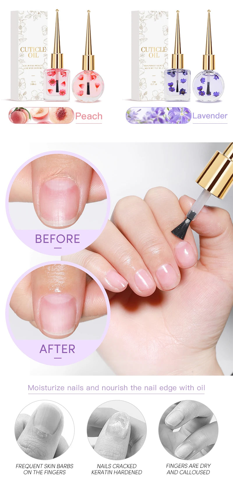 IDOL COLOR Cuticle Oil with Real Flowers — Vegan Nail Care Oil 15ml