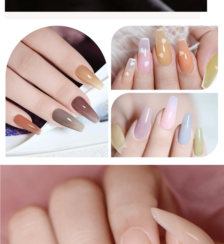 NAILCO Jelly Gel Nail Polish | HEMA-Free Soak Off UV LED Semi-Permanent Gel Varnish — 70 Colors
