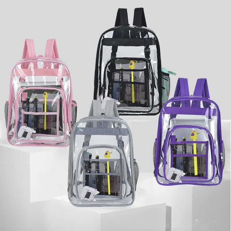 Large Capacity Transparent PVC Backpack – Waterproof School & Travel Bag for Students