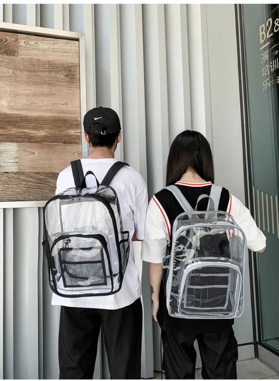Large Capacity Transparent PVC Backpack – Waterproof School & Travel Bag for Students