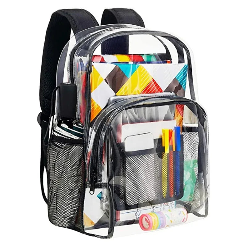 Backpack Waterproof Transparent School Bag Girl Large Capacity Backpack Solid Clear Backpack Men Fashion Transparent Plastic Bag