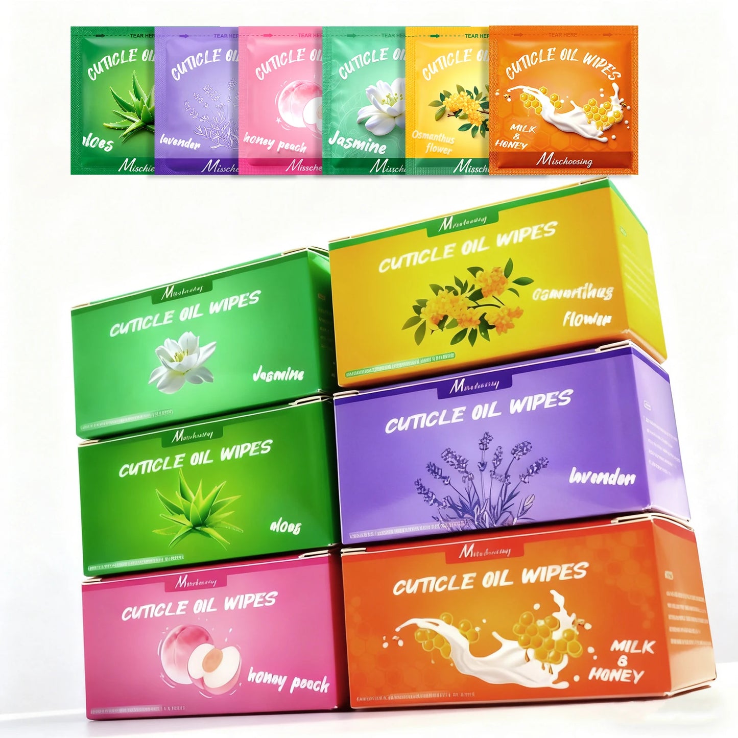 Mini Disposable Cuticle Oil Wipes | 100 Pcs | 6 Scents | Daily Nail & Cuticle Care