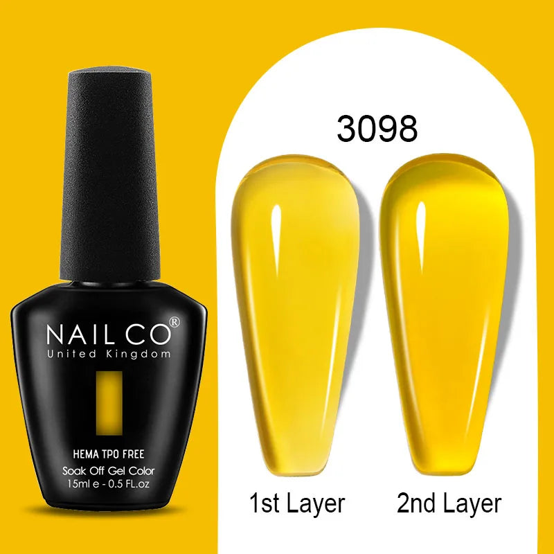 NAILCO Jelly Gel Nail Polish | HEMA-Free Soak Off UV LED Semi-Permanent Gel Varnish — 70 Colors