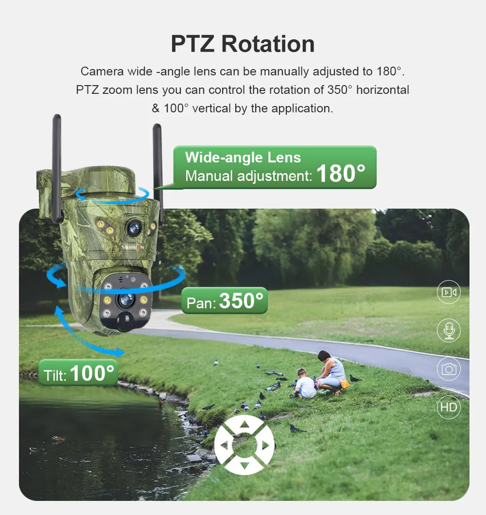 LS VISION 4K Dual Screen 4G Solar Hunting Camera Outdoor WiFi PTZ Human/Animal Detection 2-Way Talk Waterproof Security Cameras