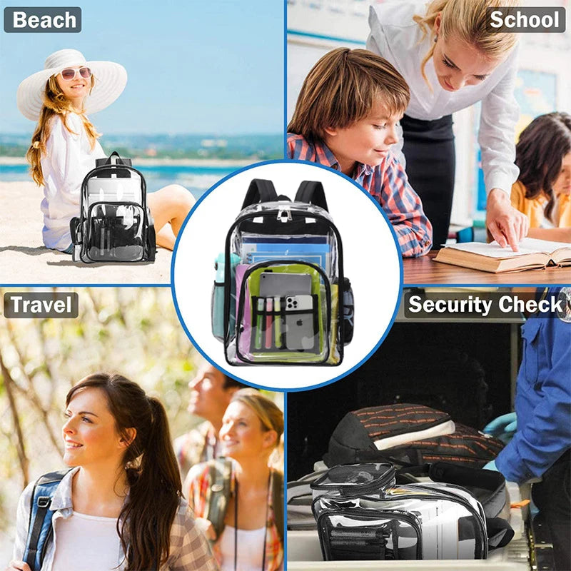 Clear PVC Transparent Backpack – Unisex Large Capacity Waterproof Shoulder Bag