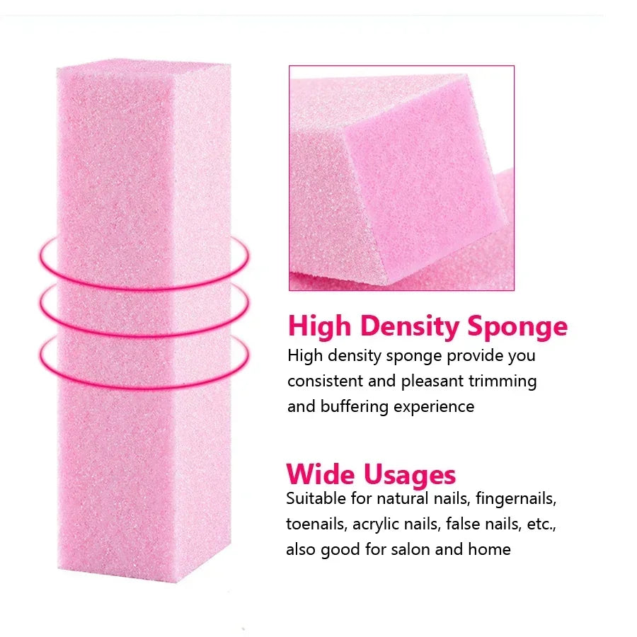 2-Pack 4-Sided Nail Buffer Block | Professional Sponge Manicure Tool for Acrylic & Natural Nails