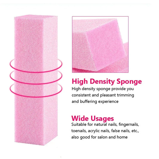 2-Pack 4-Sided Nail Buffer Block | Professional Sponge Manicure Tool for Acrylic & Natural Nails