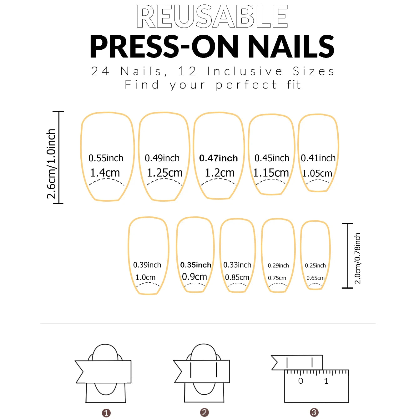 24-Piece Short Square Press-On Nails – Pinkish-White Gradient with Nail Glue & File Kit
