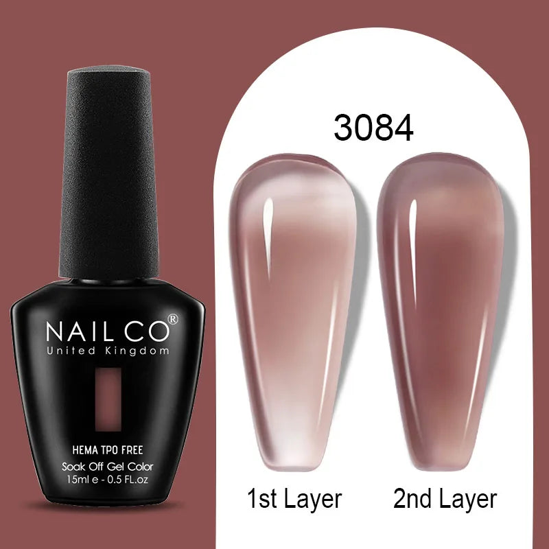 NAILCO Jelly Gel Nail Polish | HEMA-Free Soak Off UV LED Semi-Permanent Gel Varnish — 70 Colors