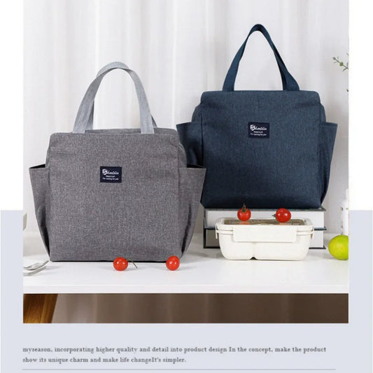 Portable Double Pocket Insulated Bento Bag — Aluminum Foil Lunch Bag for Work & School