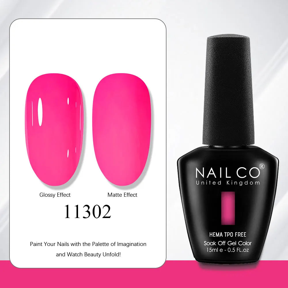 NAILCO Gel Nail Polish 15ml | 333 Colors UV/LED Soak-Off Semi-Permanent Gel Varnish | Long-Lasting Natural Resin Formula