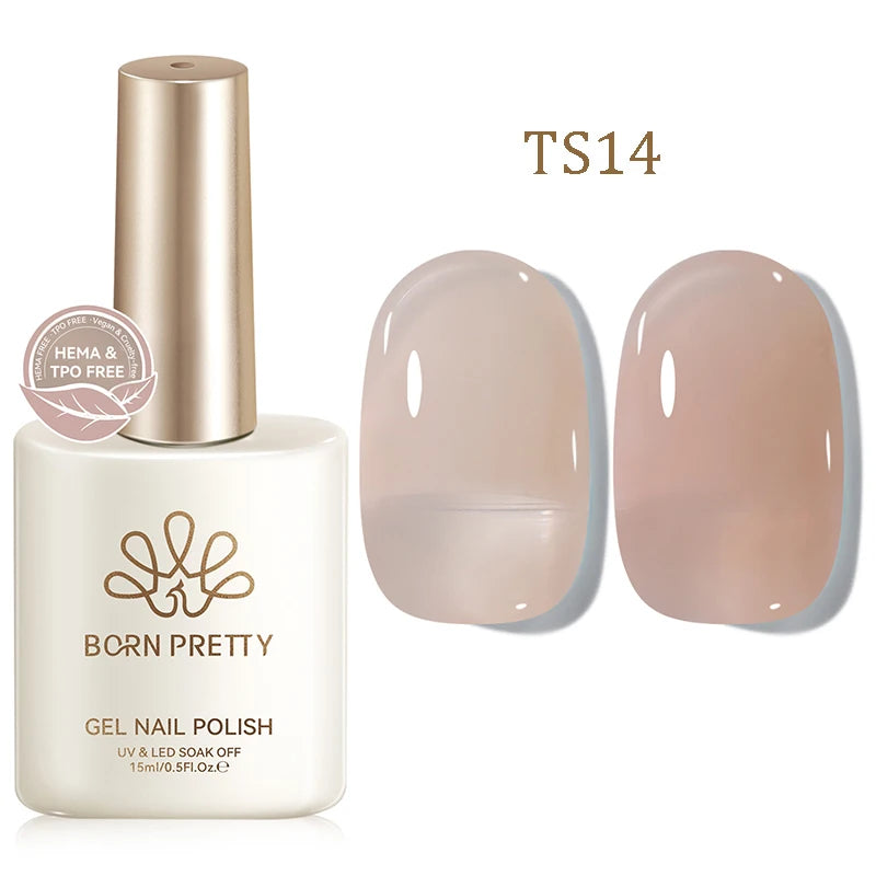 BORN PRETTY 15ml Jelly Gel Polish | Pink Nude & Glitter | Soak-Off UV/LED | 24 Shades