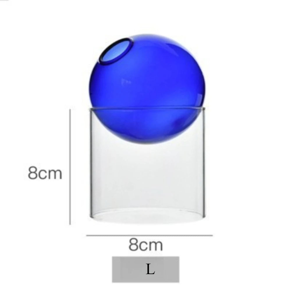 Nordic Colored Glass Decorative Vase Spherical Hydroponic Flower Planter for Home Desk Decor Modern Tabletop Flower Arrangement
