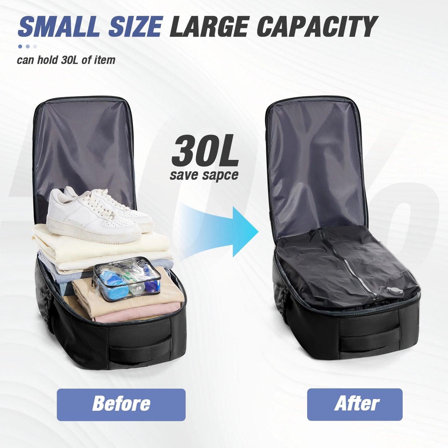 Men Vacuum Compression Backpack 15.6in Laptop Backpack Expand Hiking Vacuum Travel Backpack, Ryanair Backpack 40x30x20 Cabin Bag