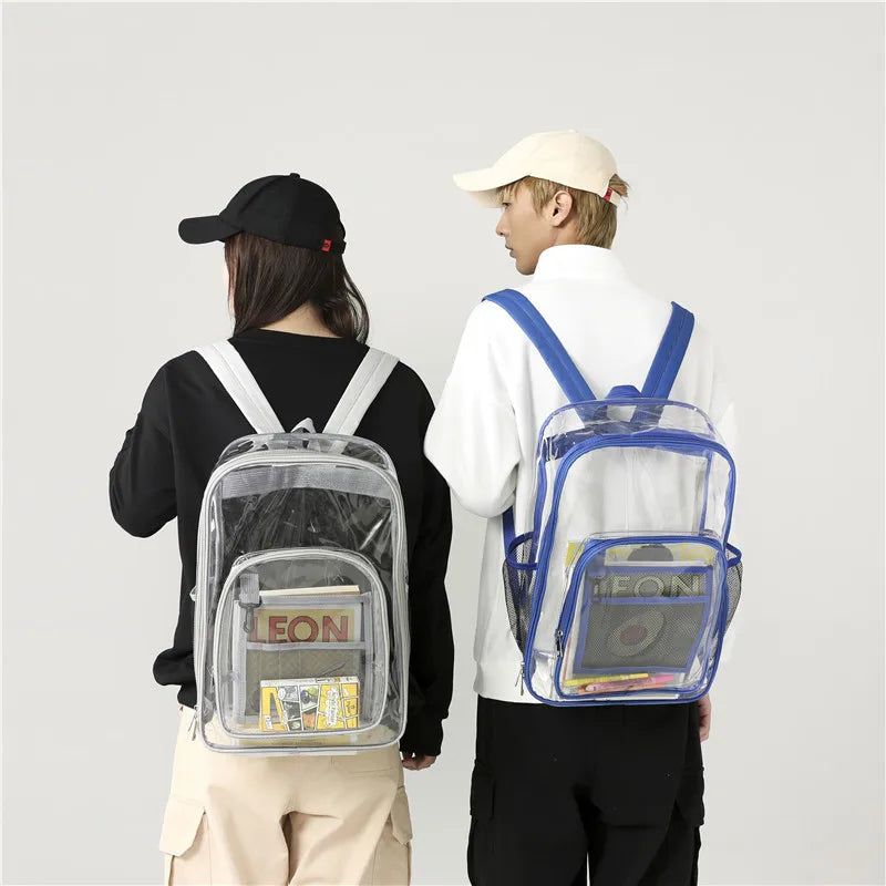Large Capacity Transparent PVC Backpack – Waterproof School & Travel Bag for Students