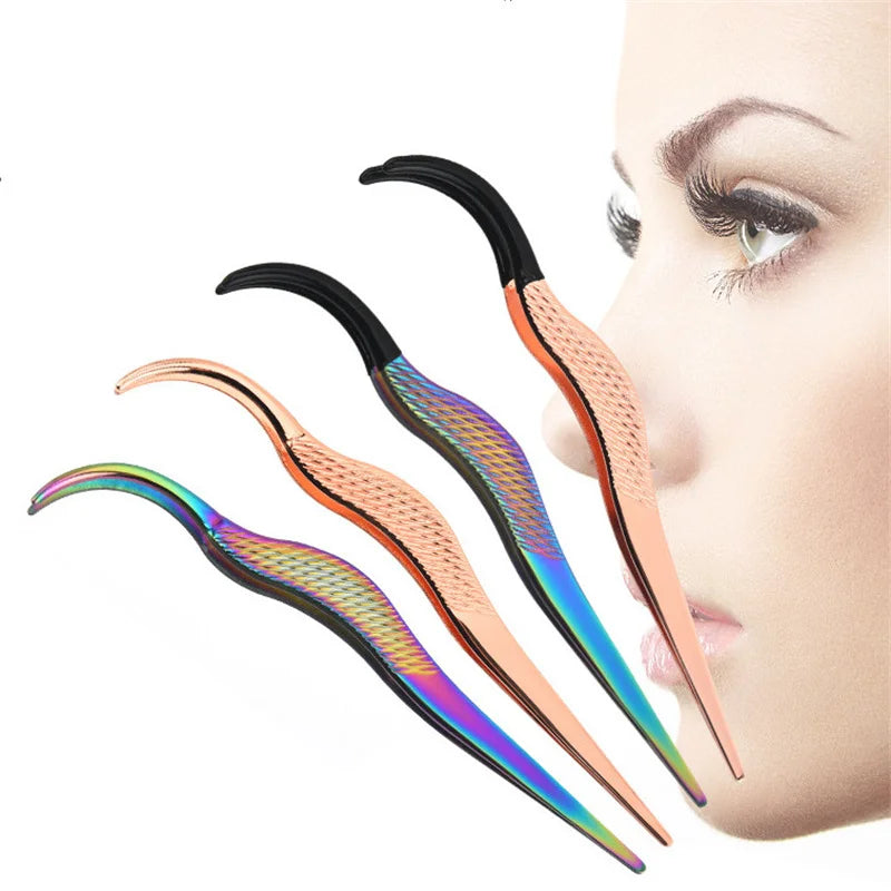 Curved Eyelash Applicator Tweezers – DIY Lash Tool for Easy Application & Removal (With or Without Silicone Head)