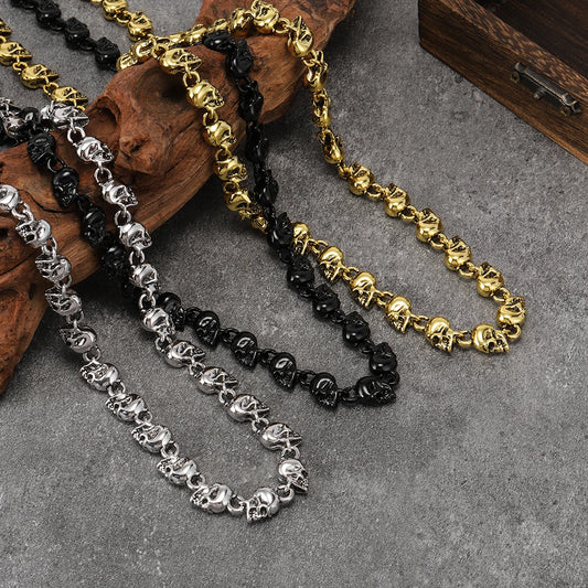 Trendy New Arrival: Skull-Motif Men's Necklace Gothic Dark Retro Punk Style Bold and Versatile Necklace