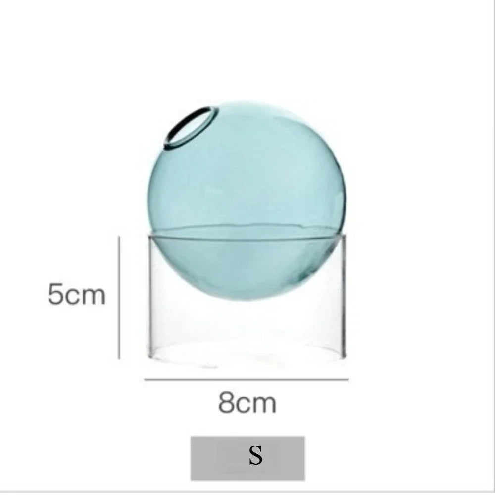 Nordic Colored Glass Decorative Vase Spherical Hydroponic Flower Planter for Home Desk Decor Modern Tabletop Flower Arrangement