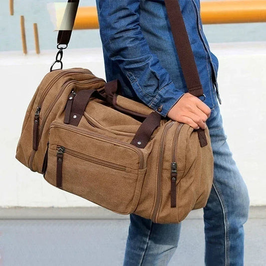 Men's Military Canvas Duffle Bag – Large Gym, Travel & Weekend Shoulder Tote
