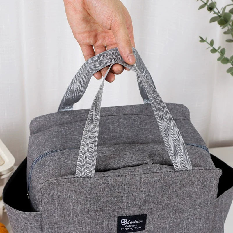 Portable Double Pocket Insulated Bento Bag — Aluminum Foil Lunch Bag for Work & School